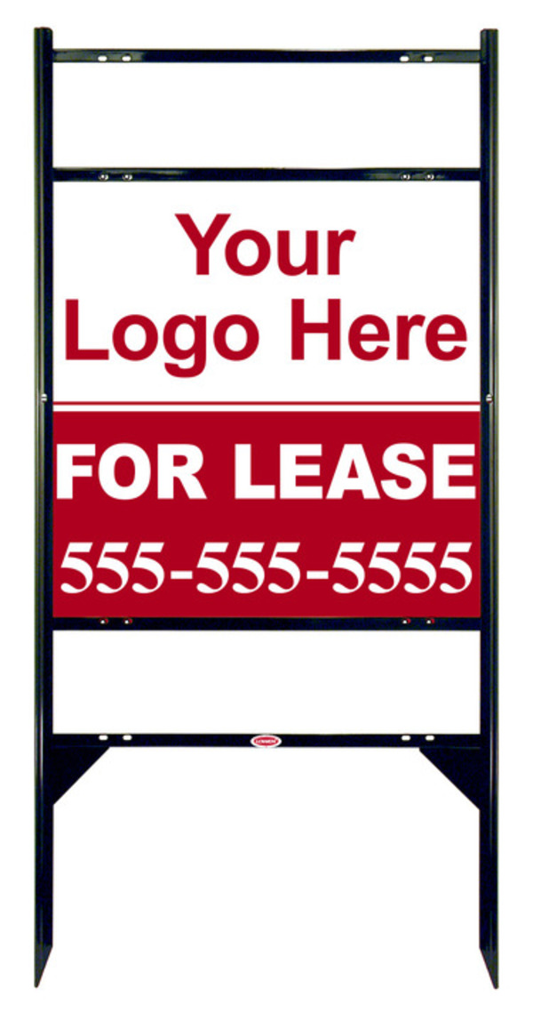 For Lease Property Sign Units with 2 Rider Inserts and Area For Company Logo, 24h x 24w, Black